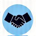 A handshake icon symbolizing a successful agreement.